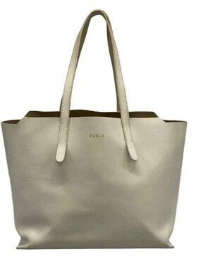 FURLA Sally White Leather Tote Bag